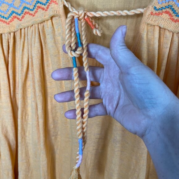 Free People Orange Boho Market Embroidered Cotton Tunic Medium - Picture 4 of 11